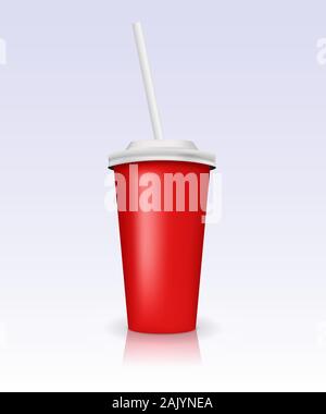 Tasse rouge. Verre jetable en tasse en plastique Illustration de Vecteur