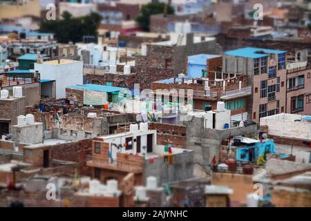 Tilt Shift lens - Jodhpur ( aussi ville bleue) est la deuxième plus grande ville de l'état indien du Rajasthan et officiellement la deuxième agglomération de la ville de Banque D'Images