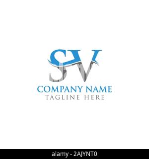 Lettre initiale SV Logo Design Vector Modèle. Conception de Logo Lettre SV Illustration de Vecteur