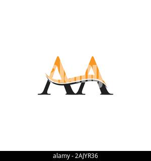 Lettre AA Logo Design Vector avec des couleurs bleu et gris. Conception de Logo AA. Illustration de Vecteur