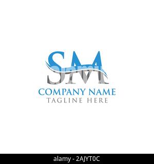 Lettre initiale SM Logo Design Vector Modèle. Lettre SM Logo Design Illustration de Vecteur