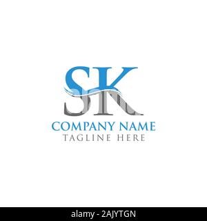 Lettre initiale SK Logo Design Vector Modèle. SK Lettre Logo Design Illustration de Vecteur