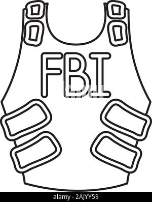 Gilet pare-balles du FBI icône isolé Illustration de Vecteur