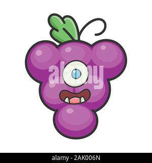 Happy happy monster icône raisin personnage isolated on white Illustration de Vecteur