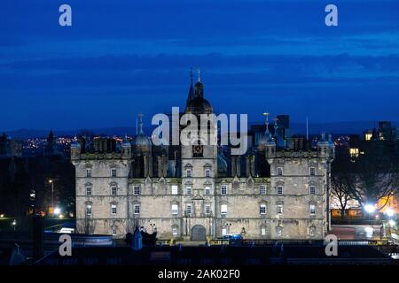 Vue de la nuit de George Heriots School d'Édimbourg, Écosse, Royaume-Uni Banque D'Images