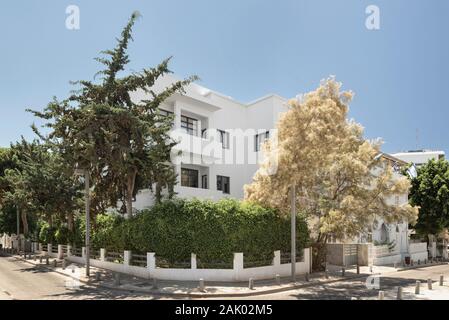 21 rue Bialik, Shomo Yafe House par Shlomo Gepstein, 1935. Tel Aviv, Tel Aviv, Israël. Architecte : divers, 2019. Banque D'Images