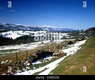 Voir recherche de la vallée de l''Usk de Mynydd Black Lion Guest House, Sugaroaf, Abergavenny, parc national de Brecon Beacons, Powys, Pays de Galles. Banque D'Images