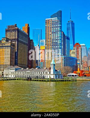 Vue de la jetée A de Lower Manhattan reflex Banque D'Images