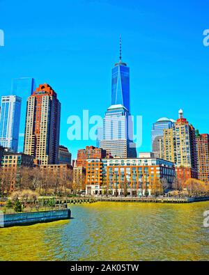 South Cove Park à Battery Park Ville de Lower Manhattan reflex Banque D'Images