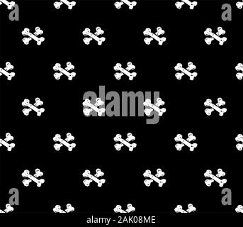 Pirate doodles os sans couture motif noir et blanc Illustration de Vecteur