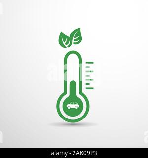 Zéro Émission - Réchauffement Climatique, Problèmes Écologiques Et Solutions - Conception D'Icônes De Thermomètre - Vecteur Illustration de Vecteur