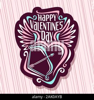 Logo Vector pour la Saint-Valentin, police manuscrite originale pour happy valentines day texte message d'obscurité, le souhait de saint calligraphique romantique va Illustration de Vecteur