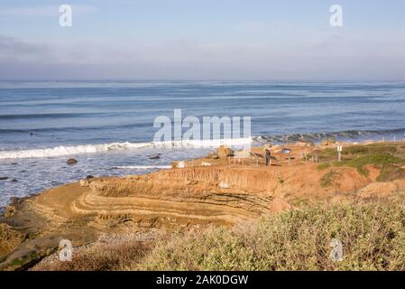 Scène d'hiver côtières au Cabrillo National Monument. San Diego, Californie, USA. Cette zone est située juste au-dessus du Point Loma Tide Pools. Banque D'Images