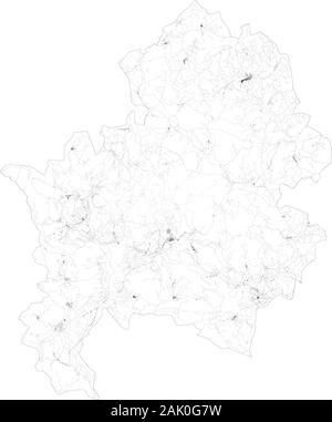 Carte Satellite de la Province d'Isernia villes et routes, bâtiments et routes des environs. Région de Molise, Italie. La carte des routes, des rocades Illustration de Vecteur