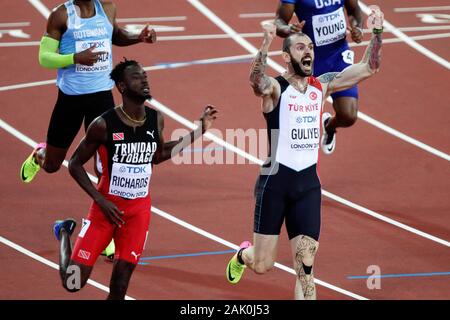 Jereem Trinitad (Richards) et Ramil Guliyev (Turquie) lors de la finale 200m Men's es Championnats du monde d'athlétisme le 6 août 201e au Stade olympique à Londres, Grande-Bretagne Photo Laurent Lairys / DPPI Banque D'Images