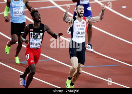 Jereem Trinitad (Richards) et Ramil Guliyev (Turquie) lors de la finale 200m Men's es Championnats du monde d'athlétisme le 6 août 201e au Stade olympique à Londres, Grande-Bretagne Photo Laurent Lairys / DPPI Banque D'Images