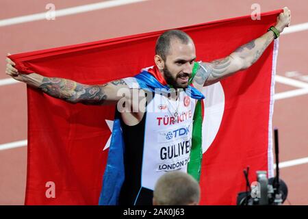 Ramil Guliyev (Turquie) lors de la finale 200m Men's es Championnats du monde d'athlétisme le 6 août 201e au Stade olympique à Londres, Grande-Bretagne Photo Laurent Lairys / DPPI Banque D'Images