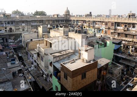 La vieille ville de Delhi sur le toit du marché aux épices Banque D'Images