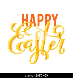 Joyeuses Pâques poster avec lettrage dessiné à la main, vector illustration Illustration de Vecteur
