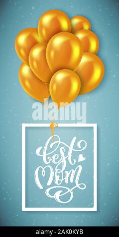 Heureuse Fête des mères, carte de souhaits avec lettrage dessiné à la main. Meilleure Maman jamais. Vector illustration. Illustration de Vecteur