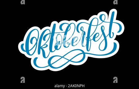 Oktoberfest fête fond. Heureux l'Oktoberfest en allemand. typographie lettrage Décoration fête de la bière icône de badge. Illustration de Vecteur