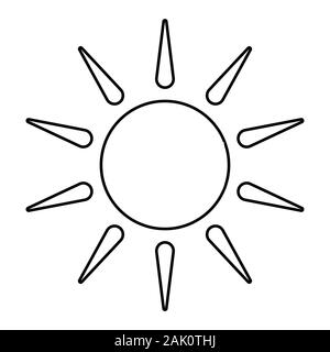 Contour soleil isolé sur fond blanc . L'icône de la ligne de l'élément de conception. Météo ensoleillée .de l'élément symbole pour votre web site design, l'app, l'assurance-chômage. Illustra vecteur Illustration de Vecteur