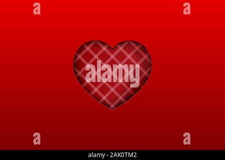 3D de vecteur saint valentine s day cœur rouge sur fond rouge. Affiche et invitation Illustration de Vecteur