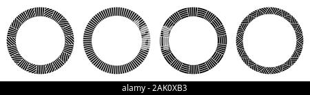 Ensemble de quatre décorations géométriques circulaires, résumé round méandres. Des motifs décoratifs isolé sur fond blanc. Place pour le texte. Monochrome vecteur Illustration de Vecteur