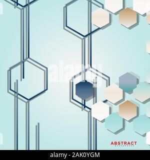 Abstract vector background d'une géométrique hexagonale mur. Polygone de surface avec des ombres hexagonal, la technologie de conception de miel. Illustration de Vecteur
