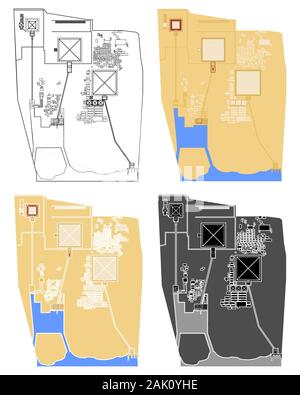 Nécropole de Gizeh en vue d'en haut. Illustration de Vecteur