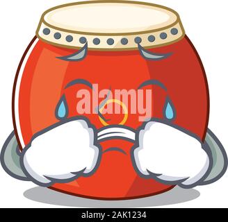 Triste de tambour chinois style cartoon mascot Illustration de Vecteur