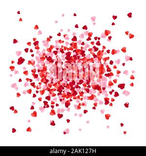 Rose rouge et rose des coeurs en papier d'éparpillement de confettis. Maison de vacances colorées élément de décoration. Happy Valentine's Day Greeting card. Vector illustration Illustration de Vecteur