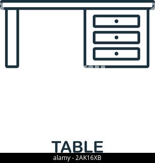 L'icône de la ligne de table. Conception mince de style outils office icon collection. L'icône Tableau simple pour l'infographie et des modèles Illustration de Vecteur