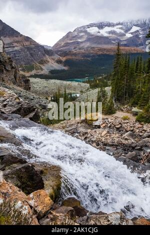 Victoria Falls le long du lac Oesa Trail en septembre dans le parc national Yoho, Colombie-Britannique, Canada Banque D'Images