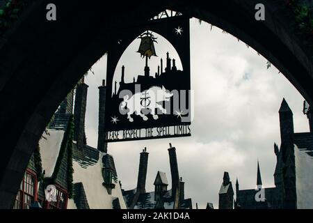 Los Angeles, États-Unis - décembre 2019, Château de Poudlard Harry Potter à Universal Studios Hollywood Banque D'Images