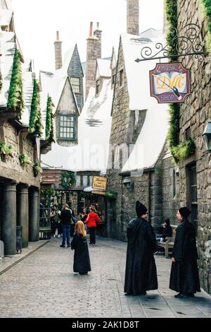 Los Angeles, États-Unis - décembre 2019, Château de Poudlard Harry Potter à Universal Studios Hollywood Banque D'Images