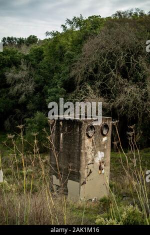 Ruines de la mine El Senador, mine New Almaden Quicksilver (Mercury), près de San Jose, Californie. Site de l'activité minière la plus rentable de CA. Banque D'Images