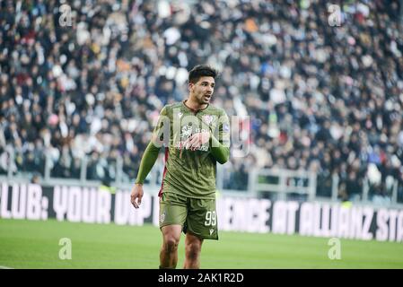 Turin, Italie. 08Th Jan, 2020. Au cours de la serie d'un match de football entre la Juventus et Cagliari Calcio. La Juventus a gagné 4-0 au Cagliari Calcio de Allianz Stadium, à Turin le 6 janvier 2020 (Photo par Alberto Gandolfo/Pacific Press) Credit : Pacific Press Agency/Alamy Live News Banque D'Images