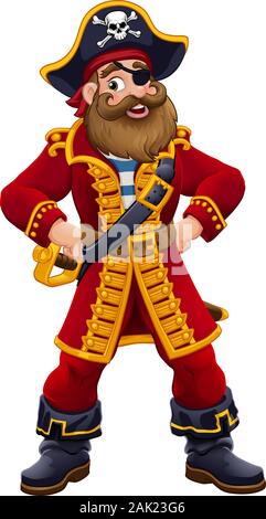 Le capitaine pirate Personnage Mascot Illustration de Vecteur