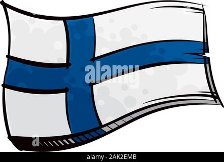 De brandir le drapeau de la Finlande peint dans le vent Illustration de Vecteur