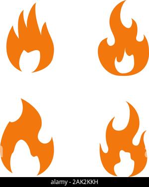 Logo feu flamme icon set, symboles vectoriels. Images Illustrations Illustration de Vecteur