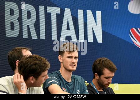 Sydney, Australie. 7 janvier 2020 ; Centre de tennis du Parc olympique de Sydney, Sydney, New South Wales, Australie, Sydney, Australie Coupe ATP, jour 5 ; Grande-Bretagne contre Moldova ; Daniel Evans de Grande-bretagne contre Radu Albot de Moldova ; Jamie Murray de Grande-bretagne - usage éditorial : Action Crédit Plus Sport Images/Alamy Live News Banque D'Images