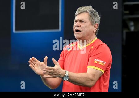 Sydney, Australie. 7 janvier 2020 ; Centre de tennis du Parc olympique de Sydney, Sydney, New South Wales, Australie, Sydney, Australie Coupe ATP, jour 5 ; Grande-Bretagne contre Moldova ; Daniel Evans de Grande-bretagne contre Radu Albot de Moldova ; Vladimir Albot de Moldova merci à l'équipe de rédaction - recours au crédit : Action Plus Sport Images/Alamy Live News Banque D'Images