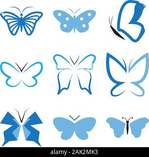 Ensemble de l'icône vecteur modèle de conception de papillon Illustration de Vecteur