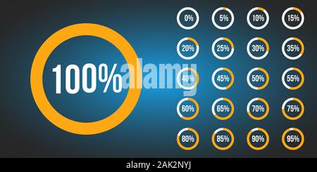 Jeu de pourcentage. Progrès ou cercle de chargement des symboles. Illustration de Vecteur