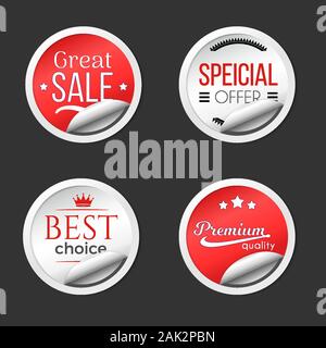 Meilleure vente autocollants papier premium, collection. Ensemble des éléments de conception Illustration de Vecteur