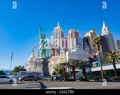 Las Vegas, DEC 28 : Vue extérieure de la New York New York Hotel & Casino on DEC 28, 2019 à Las Vegas, Nevada Banque D'Images