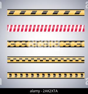 Ensemble d'avertissement risque de bandes. Vecteur de sécurité Avertissement. Barricade de lignes. Illustration de Vecteur