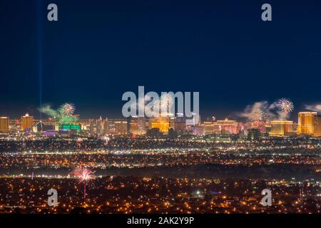 Las Vegas, JAN 1 : Nuit d'artifice de la Saint-Sylvestre le Jan 1, 2020 à Las Vegas, Nevada Banque D'Images