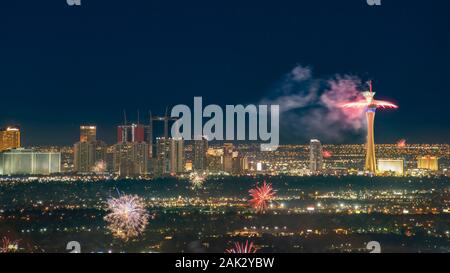 Las Vegas, JAN 1 : Nuit d'artifice de la Saint-Sylvestre le Jan 1, 2020 à Las Vegas, Nevada Banque D'Images